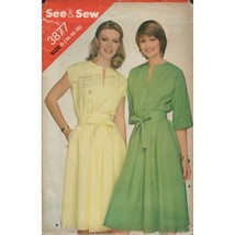 Butterick See &amp; Sew 3877 Sash Waist Dress Pattern 1980s Misses Size 14 16 18 Unc - £11.55 GBP