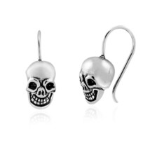 Edgy Grinning Skulls Sterling Silver Dangle Earrings - £9.23 GBP