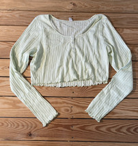 BP NWOT Women’s 1/4 Snap long sleeve crop shirt size XL green R6 - £9.07 GBP