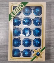 VINTAGE RAUCH PYRAMID JUMBO BLUE GLASS CHRISTMAS TREE ORNAMENT BALLS ~ S... - $17.06