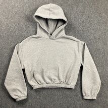 Zara Hoodie Womens Medium Gray Crop Pullover Casual Adults - $26.44 CAD