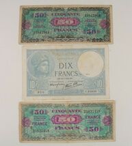 WW2 France 3-Notes Set 1941-1944 French Francs and Allied Military Currency - €49,60 EUR