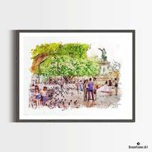 Premium Art Print Columbus Plaza in Santo Domingo in Watercolors, by Dreamframer - £31.59 GBP+