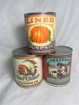 VTG Original Labels Reattached On Tins Mixed Pumpkin Brands Illinois Iow... - $39.95