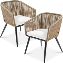 Two Patio Dining Chairs By Best Choice Products, Natural/Ivory,, And Ind... - $259.99