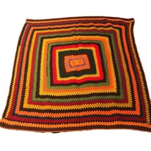 Colorful Concentric Squares Afghan Throw, Vintage Hand Knitted or Crocheted Mult - £80.91 GBP