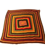 Colorful Concentric Squares Afghan Throw, Vintage Hand Knitted or Croche... - £81.40 GBP