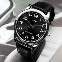 CASIO Men Leather Band  Wrist Watch MTP-V001L-1B - £26.53 GBP