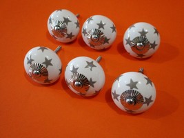 6 Sliver Star Drawer Pulls Knobs Handle Cabinet Dresser Hardware Round U... - $13.99