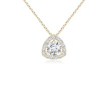 ANGARA Lab-Grown 0.37Ct Round Diamond Trillion Halo Pendant Necklace in 14K Gold - £667.76 GBP