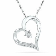 10kt White Gold Womens Round Diamond Heart Pendant .01 Cttw - £143.14 GBP