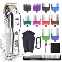 Hatteker Mens Hair Clipper Beard Trimmer Hair Trimmer For Men Cordless, Silver - £36.01 GBP