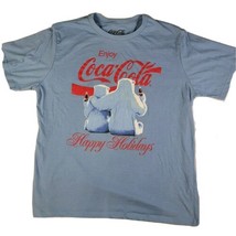 Enjoy COCA-COLA Happy Holidays T-Shirt Men&#39;s XXL 2XL 50/52 Blue Polar Be... - $9.16