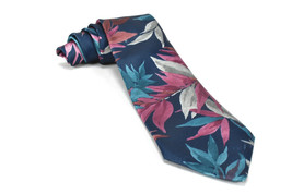 Vintage London Fog Mens Neck Tie Blue Multi Color Floral  - $18.76