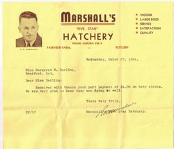 Marshall&#39;s Five Star Hatchery Picture Receipt 1946 - £2.36 GBP