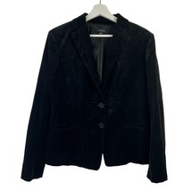 Ann Taylor Size 14 Blazer Jacket Black Velvet Long Sleeve Button Front W... - $28.02