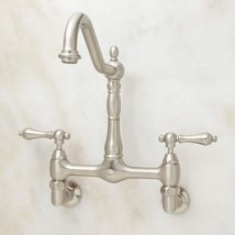 Signature Hardware 329289 Felicity Dbl Handle Wall Mounted Bridge Kitchen Faucet - £195.98 GBP