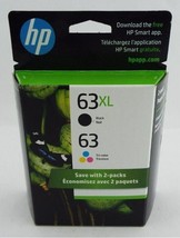 HP 63XL / 63 Ink Cartridges L0R48AN F6U61AN F6U64AN Exp 2025 Genuine Sea... - $59.98