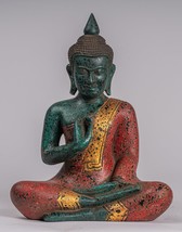 Ancien Khmer Style Cambodge Assis Bois Statue de Bouddha Apprentissage Mudra - - £393.87 GBP