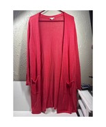 J.Jill Linen Blend Open Cardigan Duster Long Jacket Red Orange Lounge Bo... - $32.95