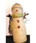 Snowman shaped candle 8 inches tall Christmas decor - $6.19