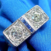 Earth mined Diamond Sapphire Deco Ring Vintage Platinum 14k Gatsby era Statement - $134,057.00 MXN