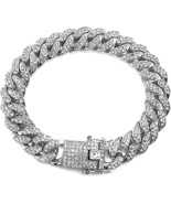 Apzzic Cuban Link Bracelet Iced Out Miami Gold Plated Hip Hop Full CZ Prong - $272.68 MXN