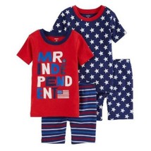 Boys Pajamas 4 Pc Carters July 4th Red Blue Shorts &amp; Short Sleeve Shirt-... - £14.19 GBP