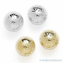 14kt Yellow or White Gold Stud Earrings 14k Diamond-Cut Detail Ribbed Ball Studs - £49.50 GBP+