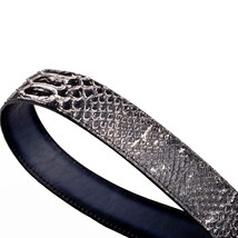 Arkansas Genuine Snake Skin Western Belt Antique Charcoal Gray Newspaper image 4