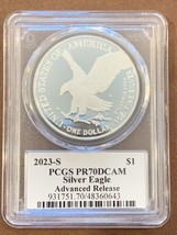 2023 S- American Silver Eagle- PCGS- PR70 DCAM- Advanced Release- Emily Damstra - £370.84 GBP