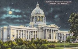 Night View Missouri State Capitol Jefferson City Missouri MO Postcard D42 - £2.35 GBP