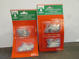 2 PACKAGES OF 200 EACH CHRISTMAS ORNAMENT HOOKS SILVER NEW SEALED PKGS - $65.76 MXN