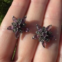 Vintage Sterling Silver 925 Women's Jewelry Earrings Merkasites Amethyst... - $134.00