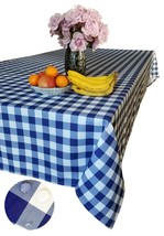 Tektrum 60&quot;X120&quot; Rectangle Tablecloth-Waterproof/Wrinkle Free-Blue/White Checker - £20.44 GBP