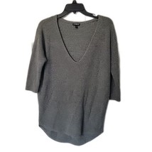 Express Knit Pullover Sweater ~ Sz S ~ 3/4 Sleeve ~ Gray &amp; Silver - £18.69 GBP