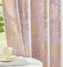 Gold Pink Full Blackout Curtains For Girl&#39;S Room Metallic Floral Curtain Drapes - £29.83 GBP