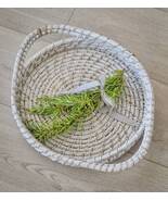 Distressed White Rattan Round Tray - $81.76 CAD