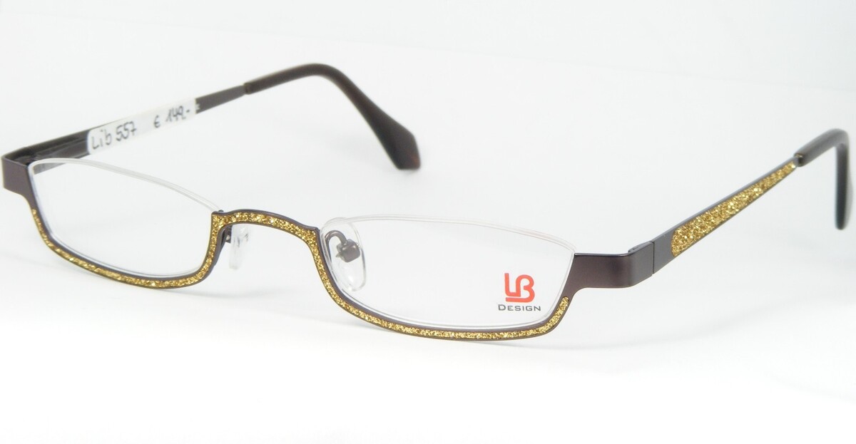 LB Design LB-1068 03 Marron W / Or Cristaux Unique Lunettes Cadre 46-22-... - $101.94