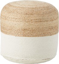 Sweed Valley Jute And Cotton Pouf, 19 X 19 Inches, Beige, By Signature Design By - £76.06 GBP