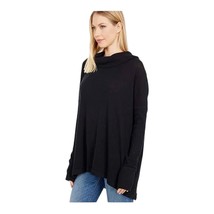 Free People Black Juicy Long Sleeve Thermal Top Oversized Split Back Small New - £35.50 GBP