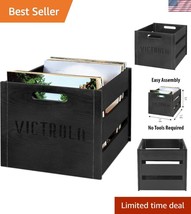 Floor-Mount Wooden Record Crate - Organize 50 Albums with Rustic Style - $93.49