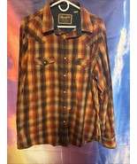 Retro Wrangler Snap Long Sleeve Shirt Size XL Cowboy Western Plaid - €32,41 EUR