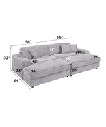 Hilde 112&quot; Sectional Sofa w/4 Pillows, Light Gray Corduroy - $35,876.28 MXN