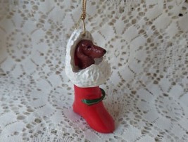 Daschund Dog Christmas Onament Puppy in Red Stocking FAST FREE SHIPPING - £8.17 GBP