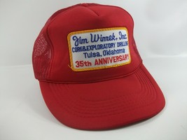 Jim Winnek Drilling Patch Hat Vintage Red Snapback Trucker Cap - £17.70 GBP