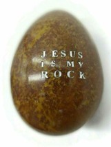 Jesus Is My Rock Brown Beige Decorative Faux Egg Ceramic Home Holiday Decor - $14.54