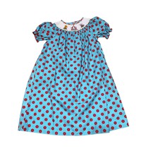 Southern Tots Smocked Circus Polka Dot Dress Size 8 Blue &amp; Red Cotton Blend - £27.42 GBP