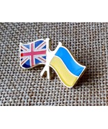 Ukrainian &amp; British flag Lapel Pin Great Britain United Kingdom England ... - $11.00 CAD