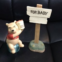 Vintage Disney Winnie the Pooh Figures"Newborn is for a Happy Start" and Sign - £22.42 GBP